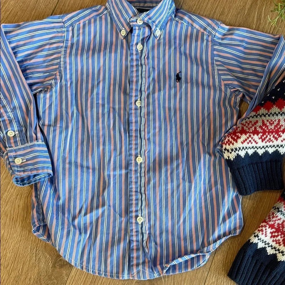((2 PIECE)) RALPH LAUREN AND SWEET MAGNOLIA 100% COTTON TODDLER BOY BUNDLE SZ 3T